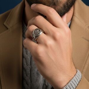 Vintage Sterling Silver Alexander The Great Coin Ring